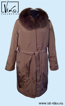Пальто женское зимнее большого размера с мехом песец